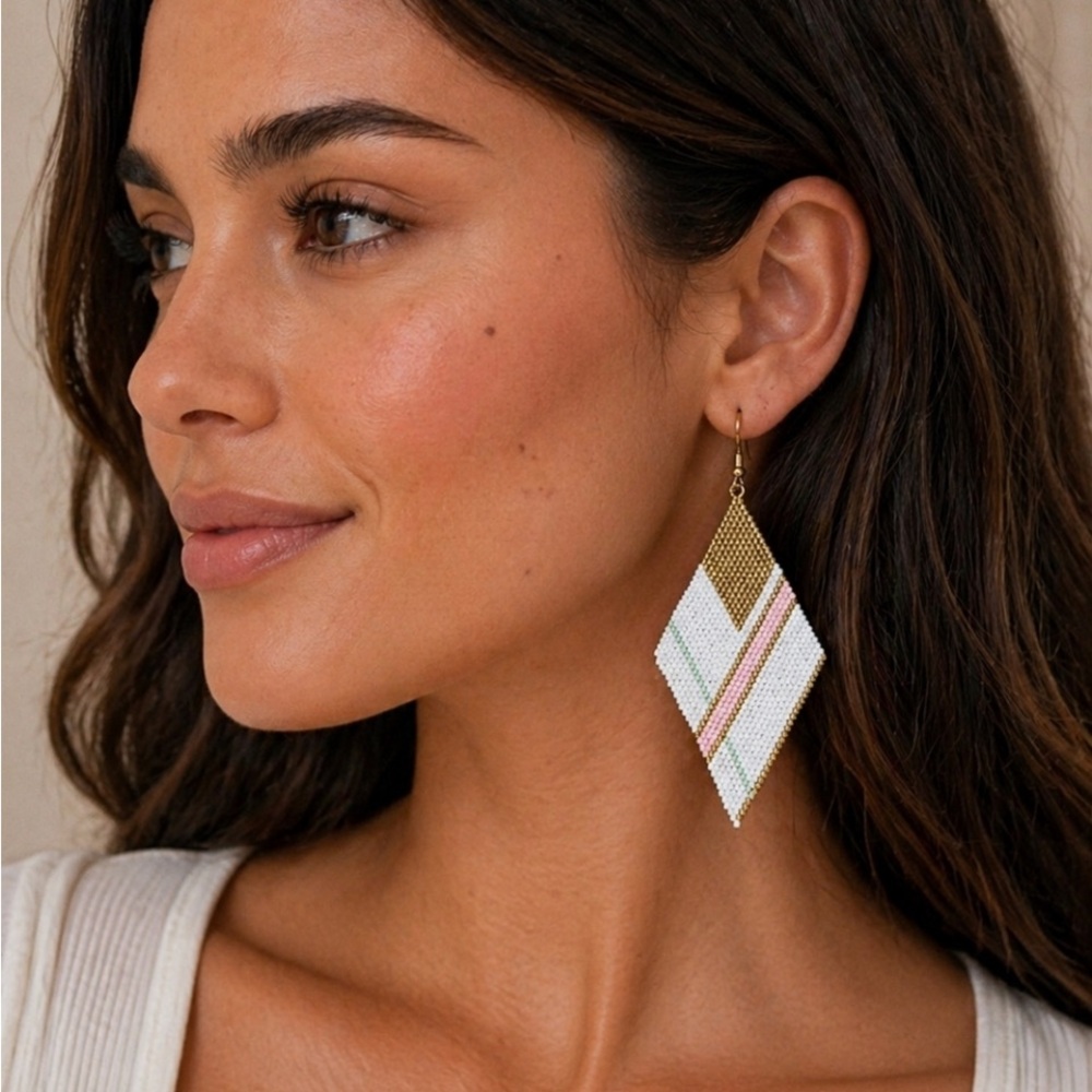 Plunder "Lainey" Beaded Chevron Drop
Earrings - NIP